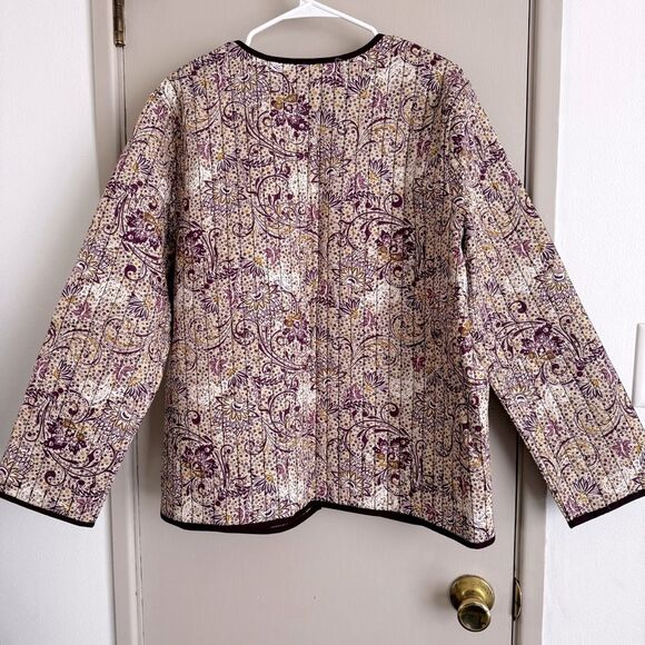 J. Jill Reversible Quilted Jacket in Almond Folklore Vine - Picture 4 of 8